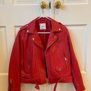 MANGO RED LEATHER JACKET
